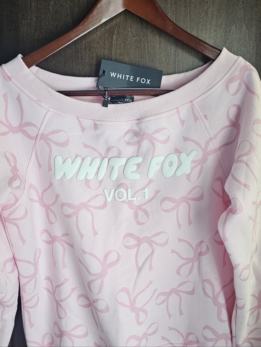White Fox VOL.1 Pink Bow Print Sweatshirt